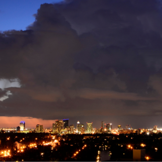 Big thunderstorm over the downtown area of Fort Lauderdale, Florida.